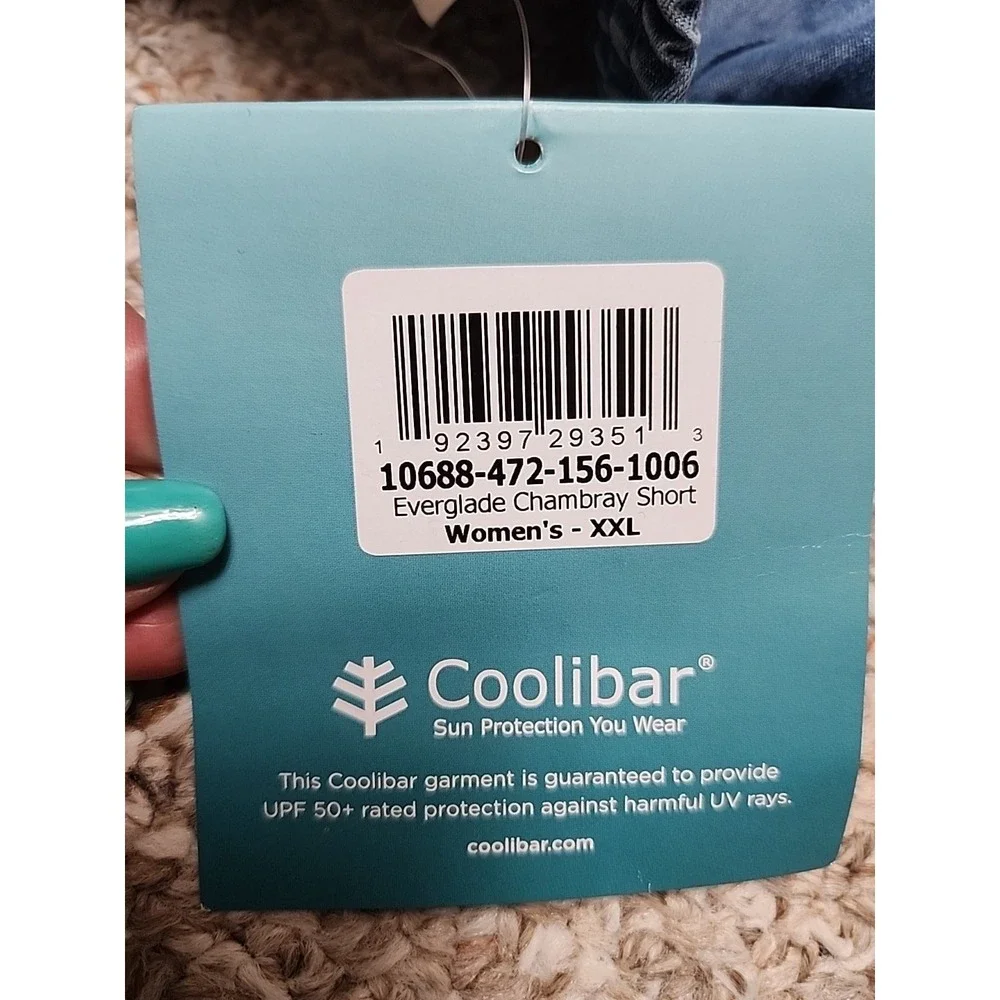 Coolibar Womens XXL Everglade ChambrayPull On Shorts UPF 50+ UV Protection‎ NWT